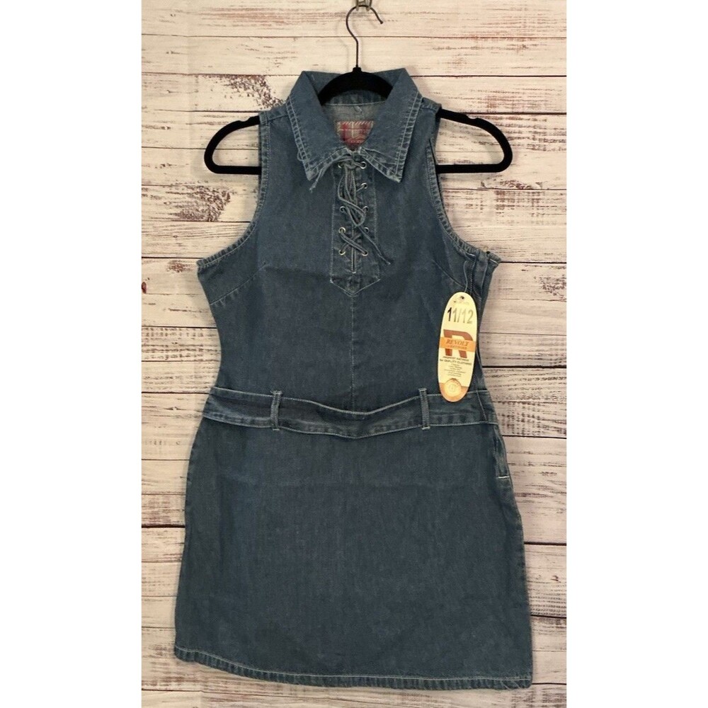 NWT Vintage Revolt Denim Dress Y2K Forever Classics  Size 11/12 Side Zipper